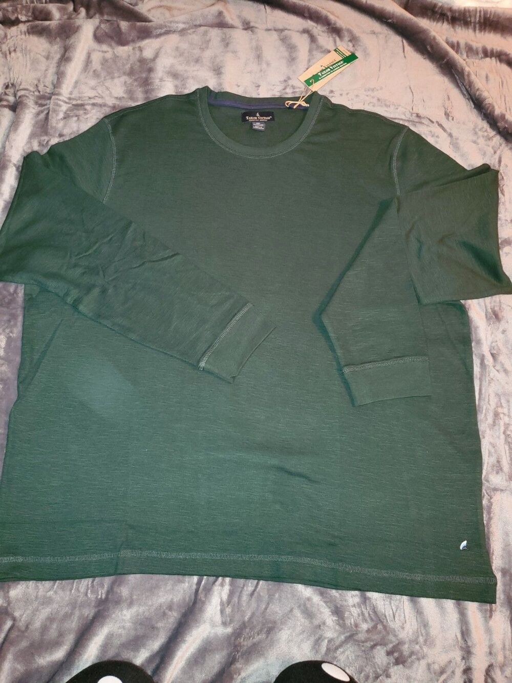 Men's Taylor Vintage Long Sleeve Shirt Crew Neck Green Scarab XXL NWT - Picture 2 of 16